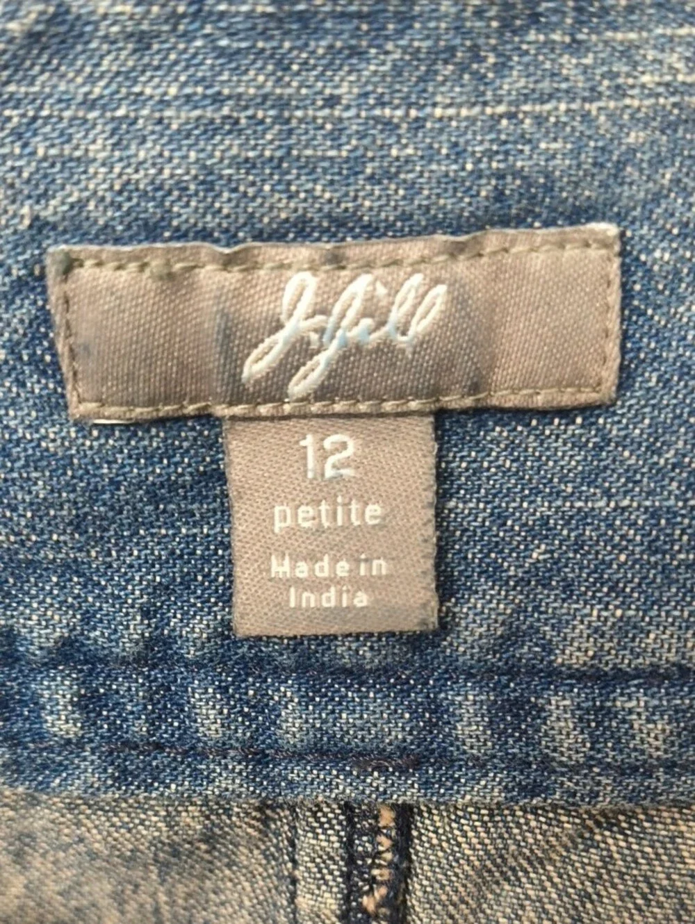 J. Jill Distressed Denim Skirt with Ruffled Lace Trim Size 12 P